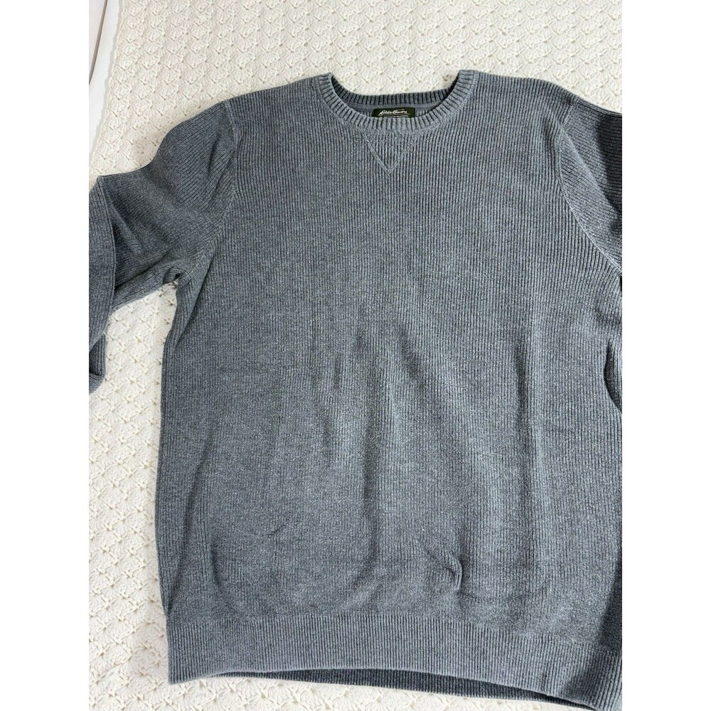 2 VTG Eddie Bauer Mens Knit Sweaters 2XL Tall Gray Pullover 100% Cotton Henley - Picture 9 of 13